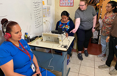 SD LEND Audiology Trainee teaches therapists to do hearing screening at ADISA